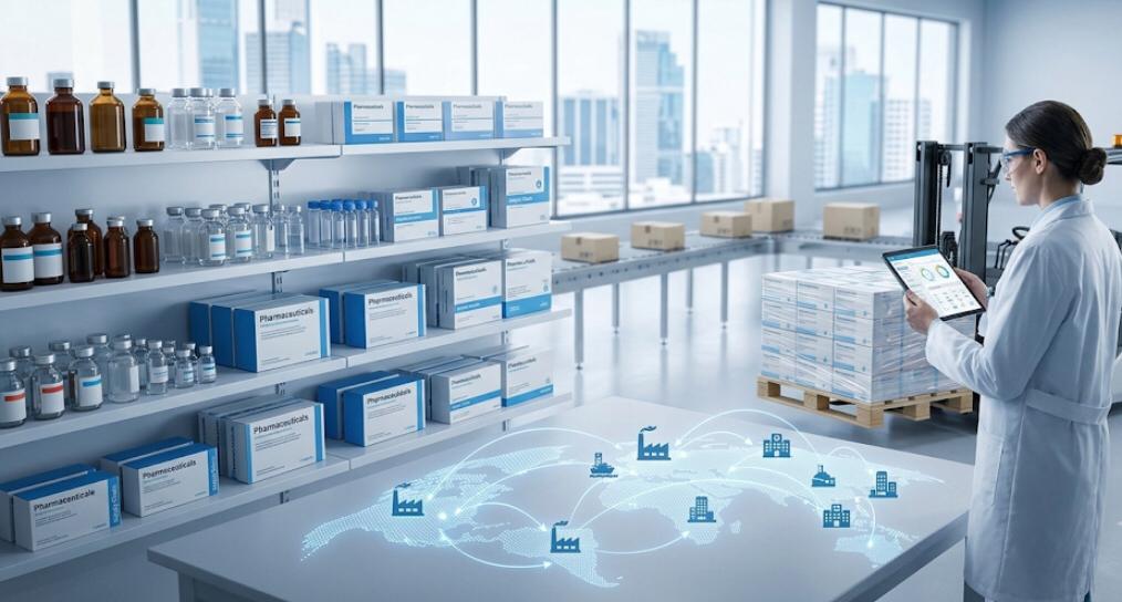 Digital map of the global pharmaceutical supply chain and medicine warehouse