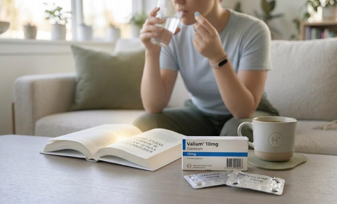 Woman Taking Valium 10mg for Anxiety Treatment